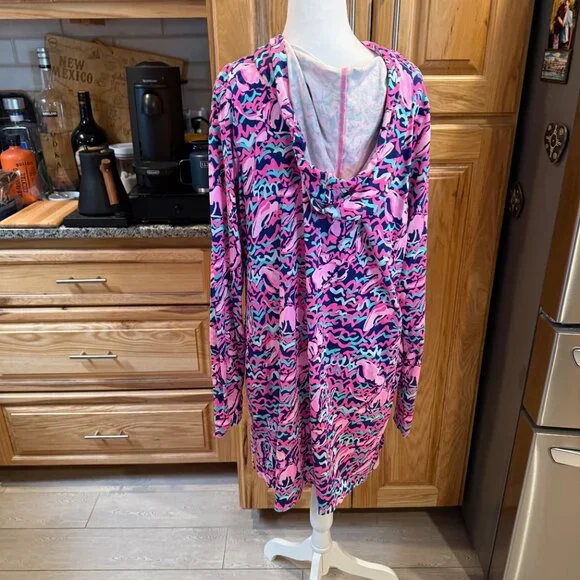 Lilly Pulitzer Rylie Cover Up Dress in Resort Navy Pop Up Lobstah Roll, XL, NWOT - Picture 4 of 10